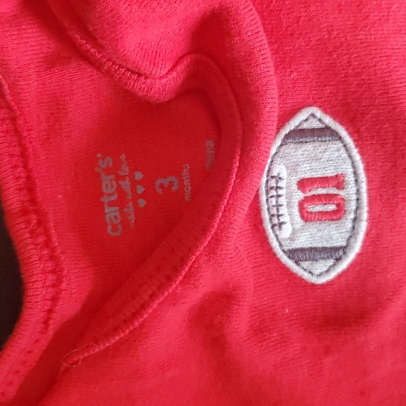 Carter's red 01 football diaper shirt 3m - Picture 2 of 2